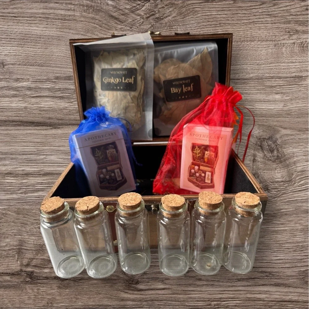 NEW Unalunamoona Magical Herbal Kit And Wood Box Wiccan Meditation RARE